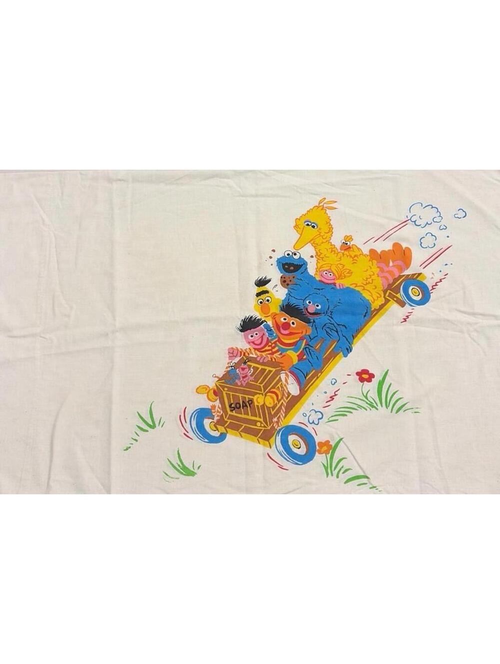 Vintage 80s 1980 Sesame Street Pillowcase / Box Car Soap Box